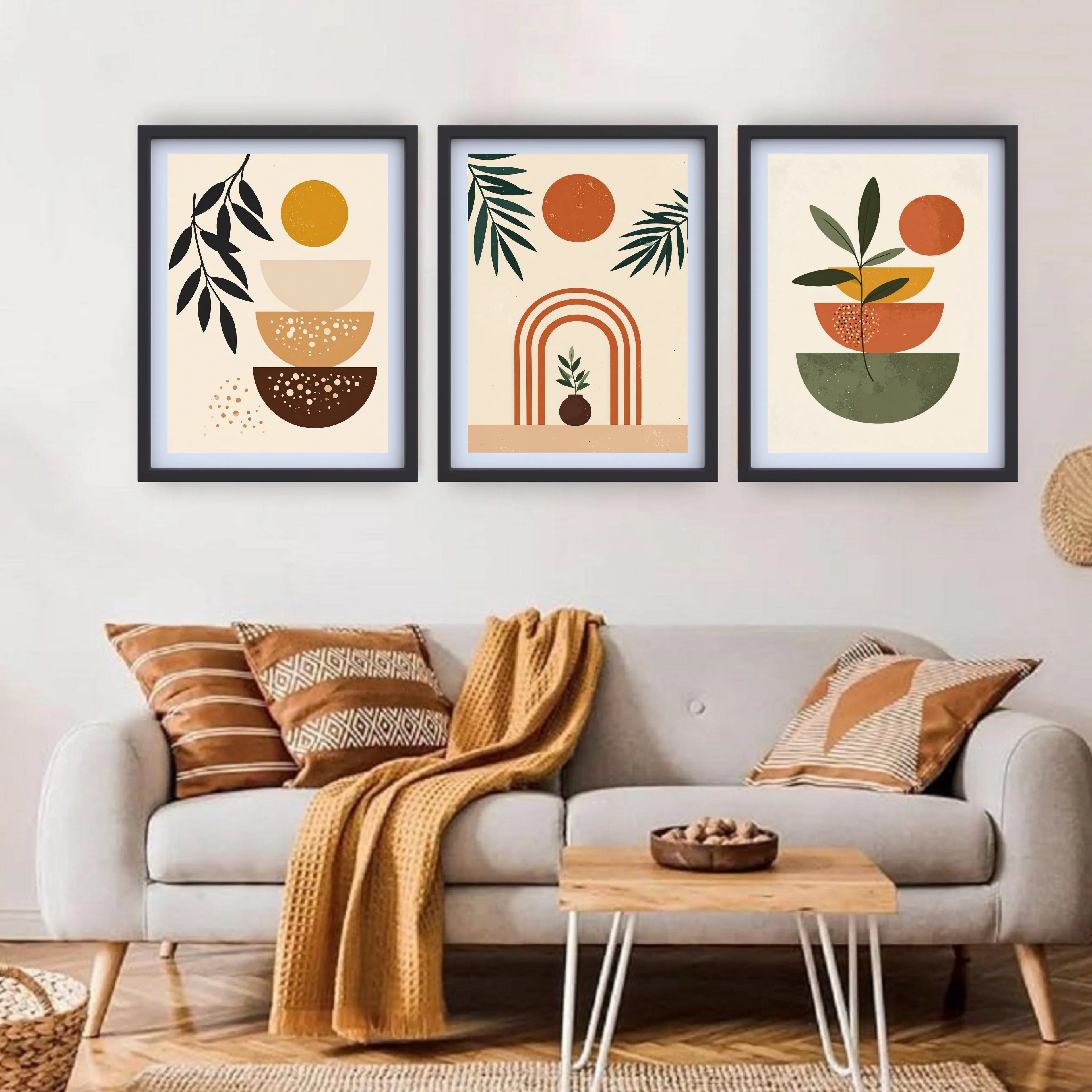 Neutral botanical shapes canvas wall art