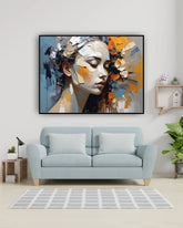 Contemporary abstract female portrait wall art for elegant home interiors

