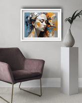 Stylish abstract face artwork with artistic textures for modern decor
