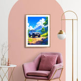 Adventure jeep mountain landscape canvas wall art
