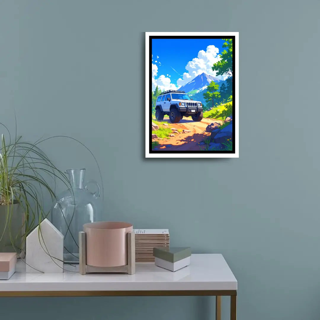Jeep off road nature landscape canvas wall art
