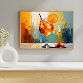 Orange abstract wall painting for living room decor
