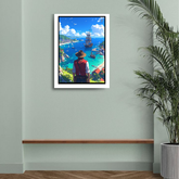 Adventure traveler ocean landscape canvas wall art
