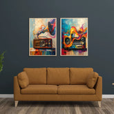 Abstract retro radio wall art canvas painting
