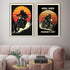 Rebel rider retro motorcycle wall art canvas painting set
