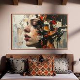 Contemporary abstract female portrait wall art with expressive textures
