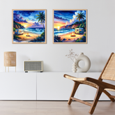 Tropical beach sunset canvas wall art paintings
