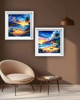 Colorful beach sunset wall art canvas painting

