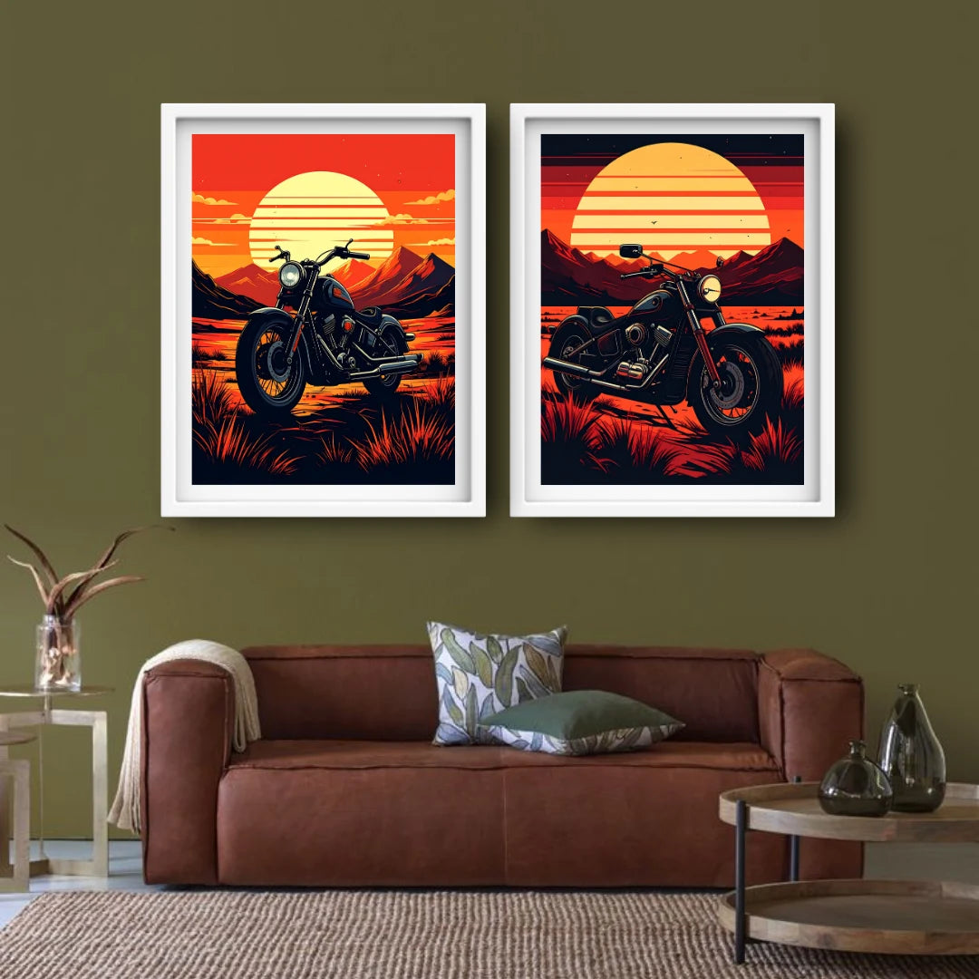 Nostalgic retro mountain nature artwork