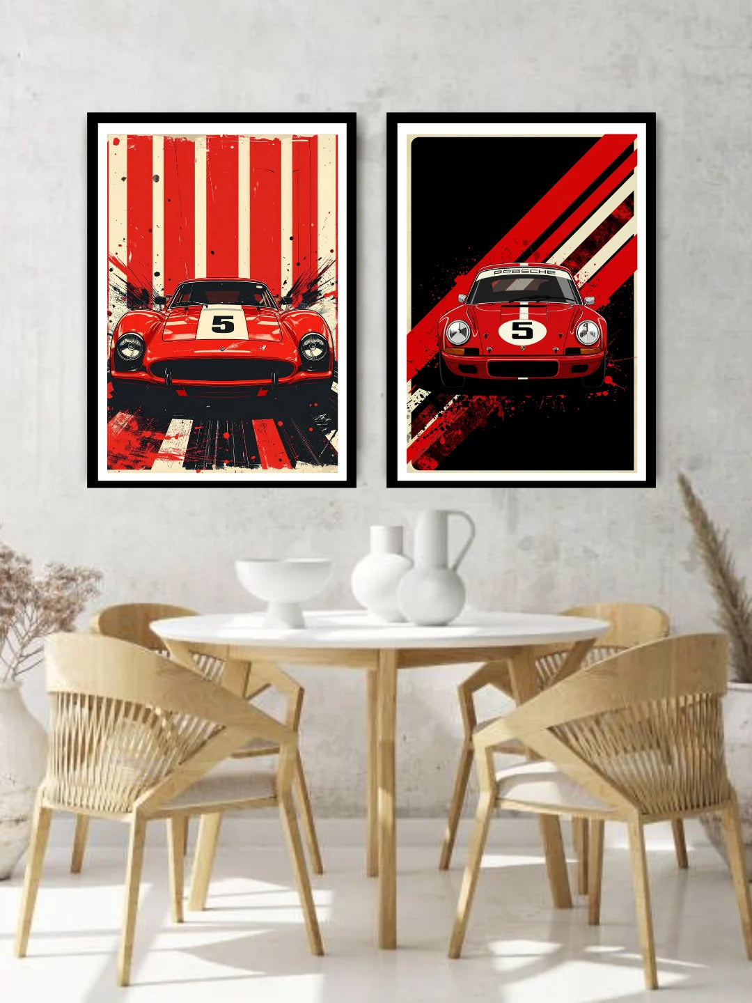 Vintage car racing poster style wall art