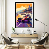 Mid-century inspired road sunset art