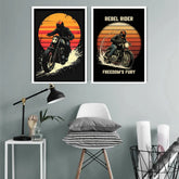 Retro biker freedom themed canvas wall art
