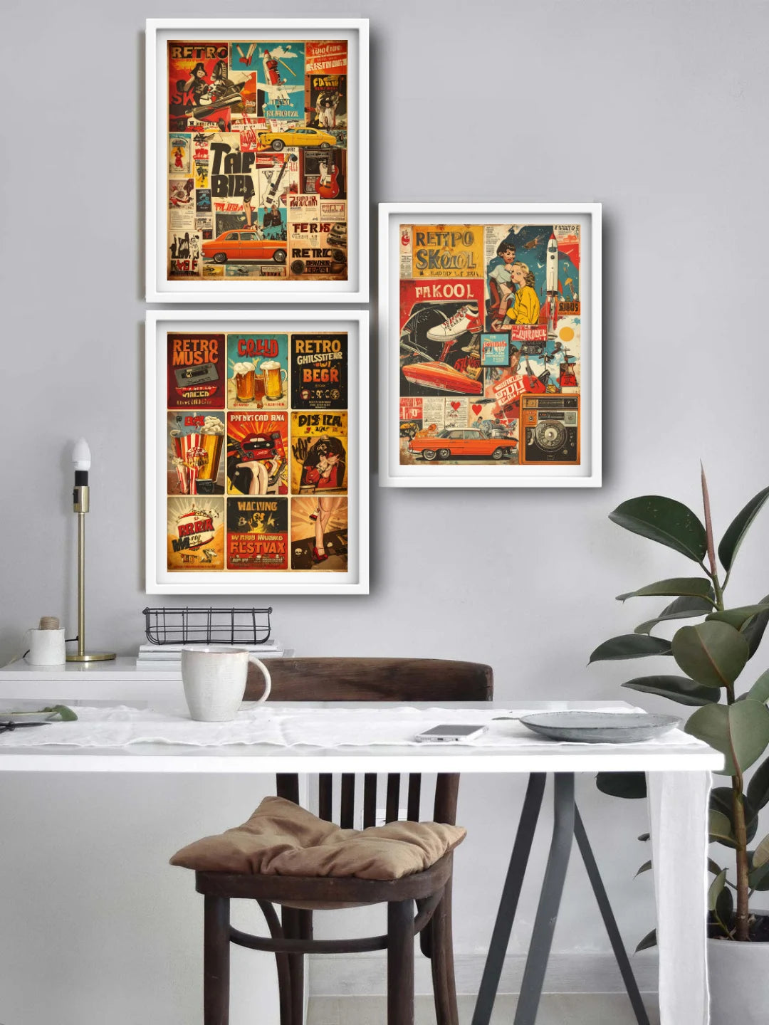 Retro cafe inspired canvas wall art