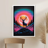 Retro dreamscape painting with celestial sun