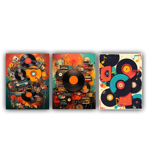 Retro record inspired canvas wall art