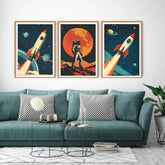 Cosmic space mission canvas wall art set
