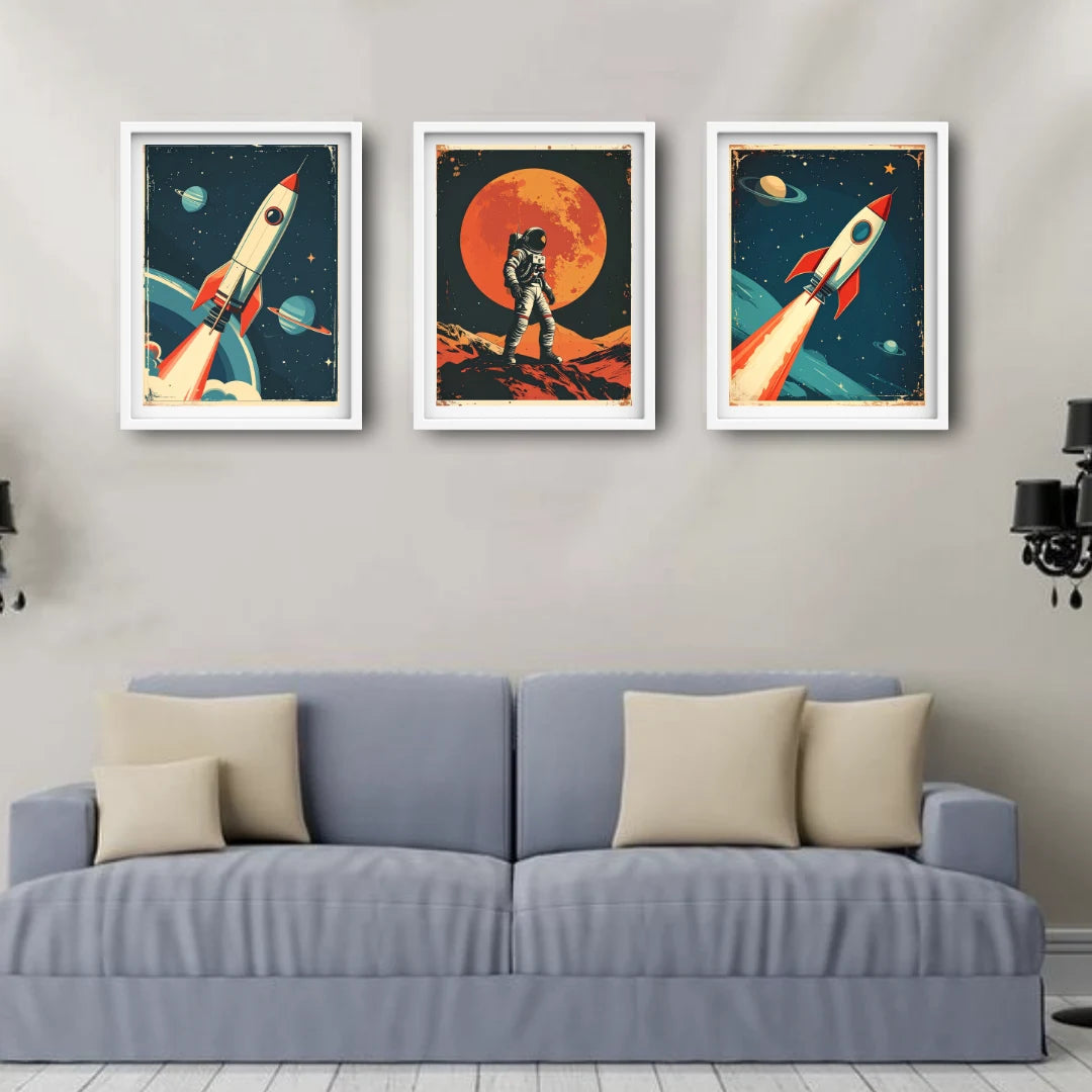 Space exploration rocket canvas wall art paintings

