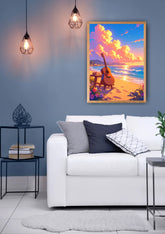 Sunset ocean view canvas wall art painting

