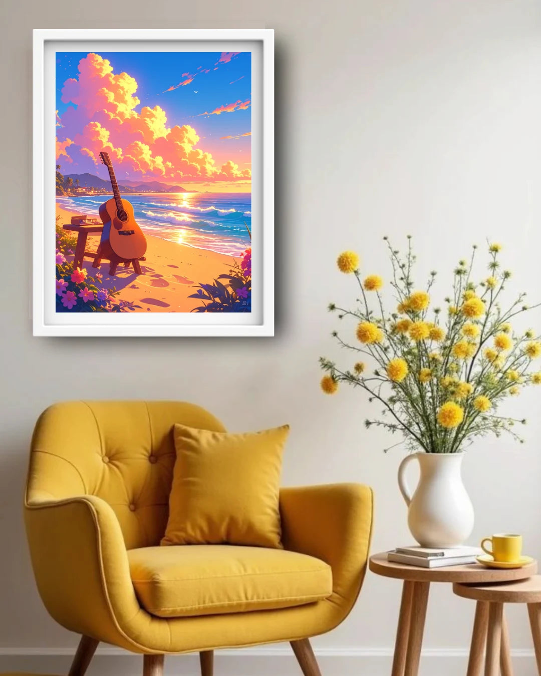 Dreamy sunset seaside canvas wall art
