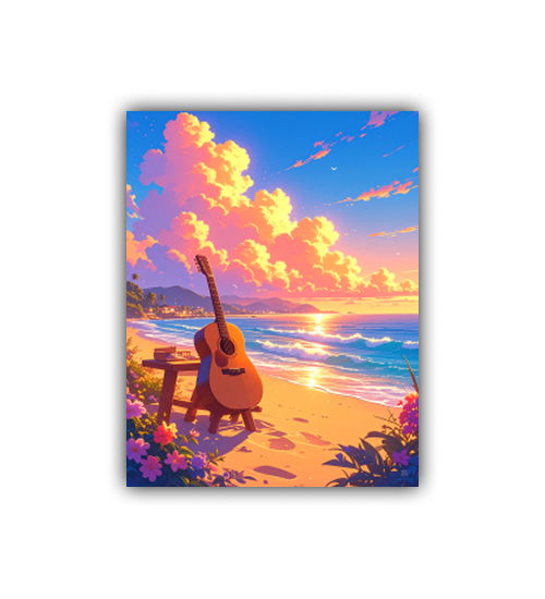 Sunset beach landscape canvas wall art painting
