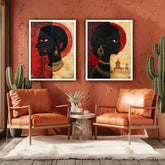 Two framed artworks of a black woman&