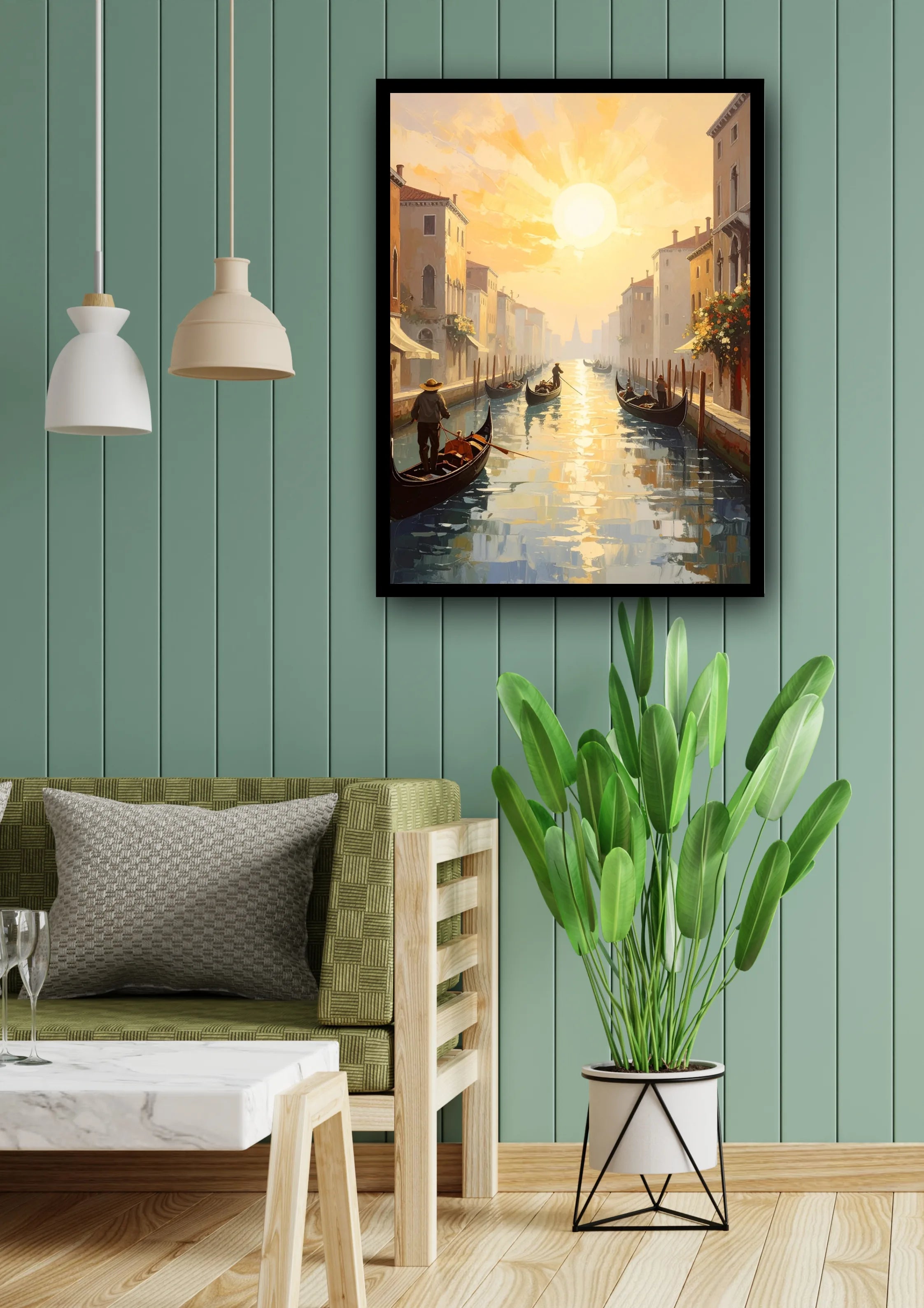 Sunset city street canvas wall art painting
