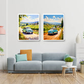 Vintage car scenic landscape canvas wall art paintings
