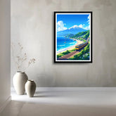 Scenic coastal mountain canvas wall art painting
