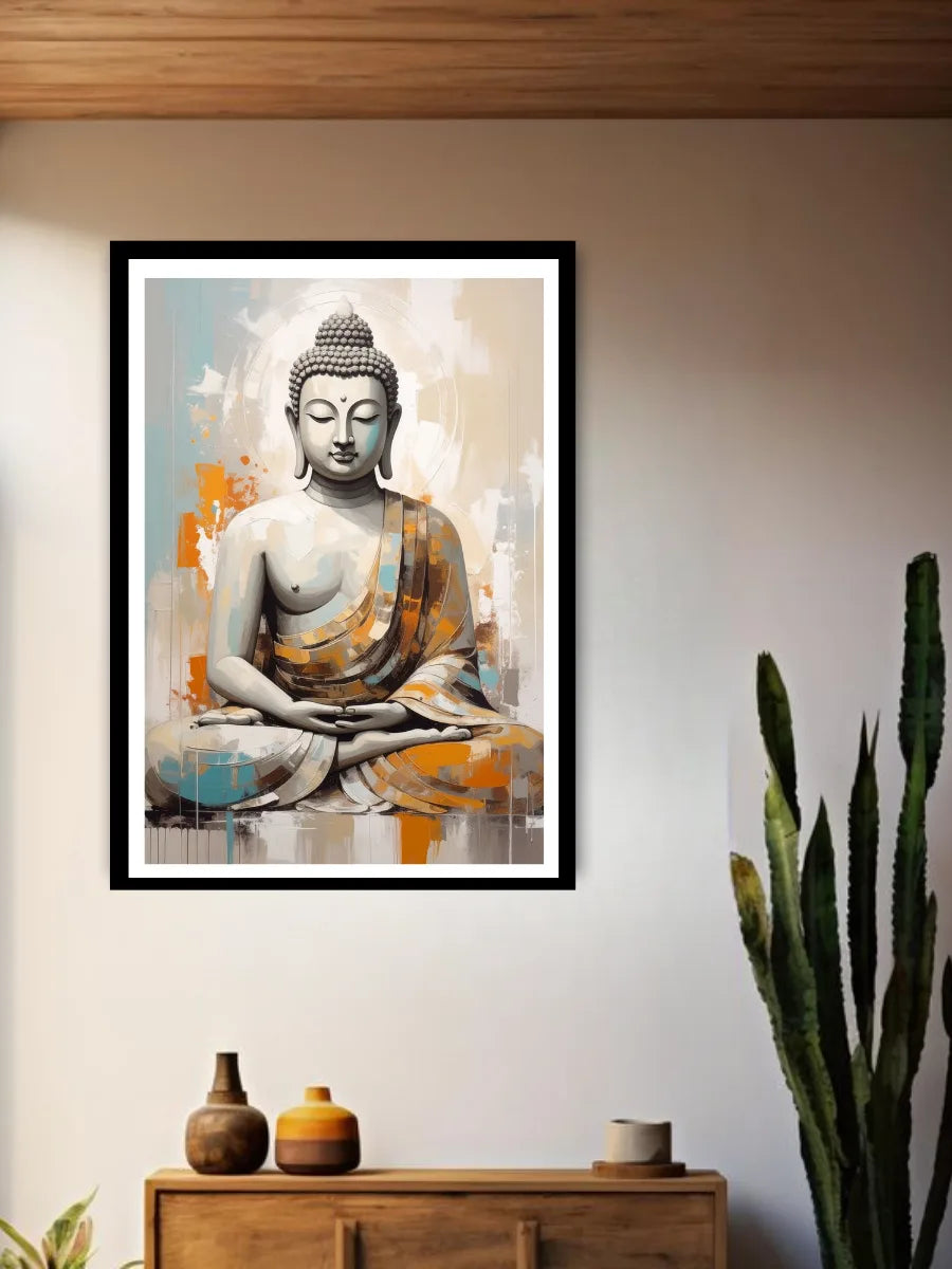 Seated meditation figure modern wall art canvas painting for living room decor
