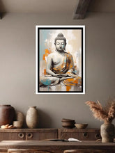 Seated meditation figure wall art canvas above console