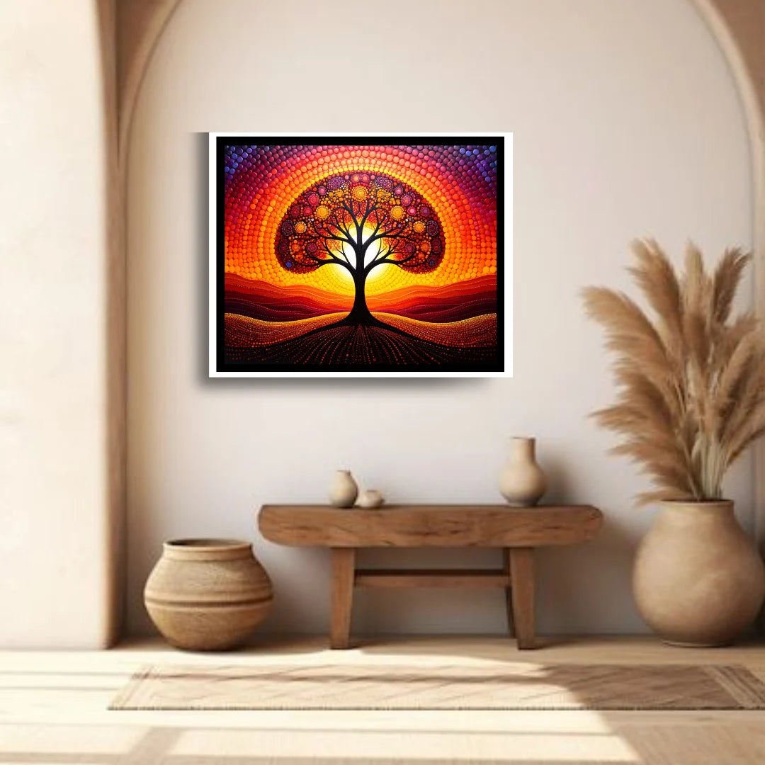 Tree of Life sunset wall art painting for modern home decor
