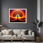 Spiritual Tree of Life wall art above sofa living room decor
