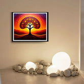 Warm sunset Tree of Life painting for peaceful interior decor
