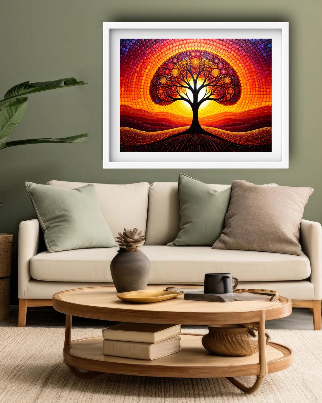 Modern Tree of Life wall art painting for elegant living room
