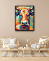 Modern abstract bull wall art painting for living room decor
