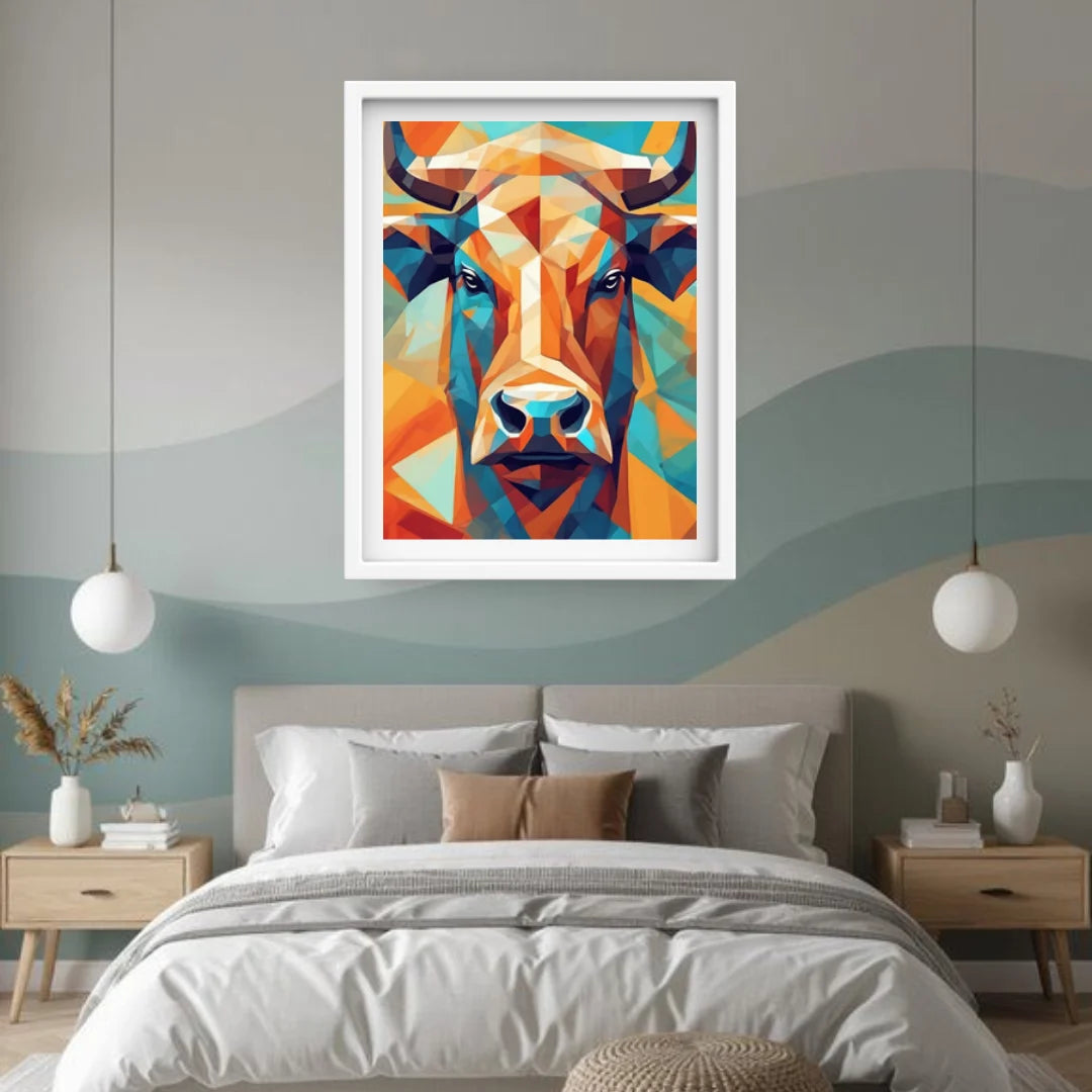 Modern abstract bull wall painting for bedroom wall decor
