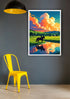 Colorful countryside lake sunset wall art canvas painting
