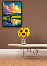 Vibrant rural landscape sunset canvas wall art
