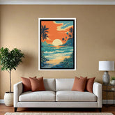 Tropical beach sunset canvas wall art

