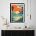 Tropical sunset beach canvas wall art with palm trees
