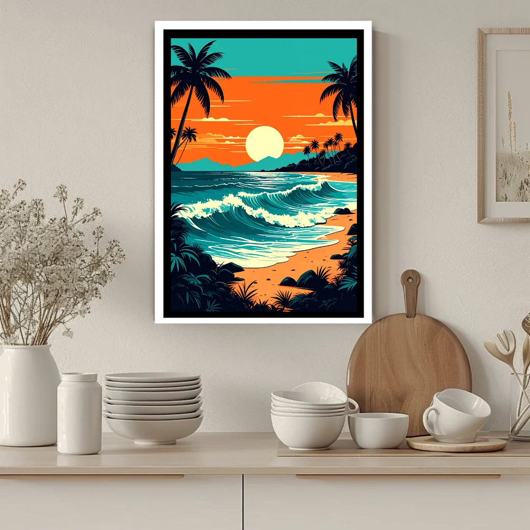 Sunset seascape canvas wall art painting
