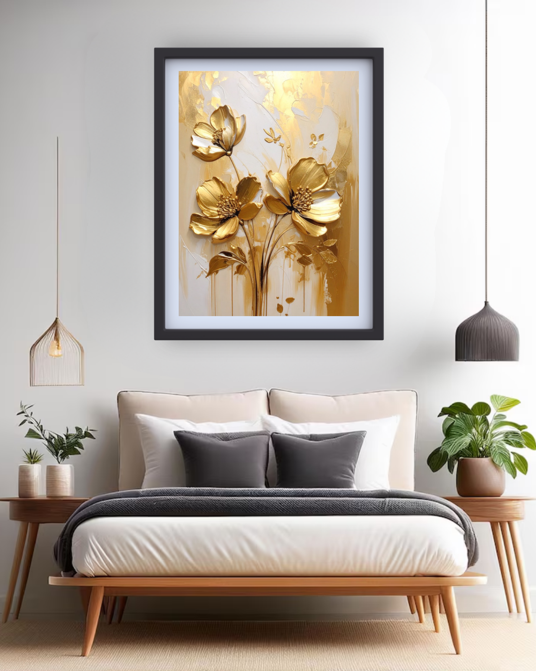 The Golden Serenity of floral - Wall Art Canvas