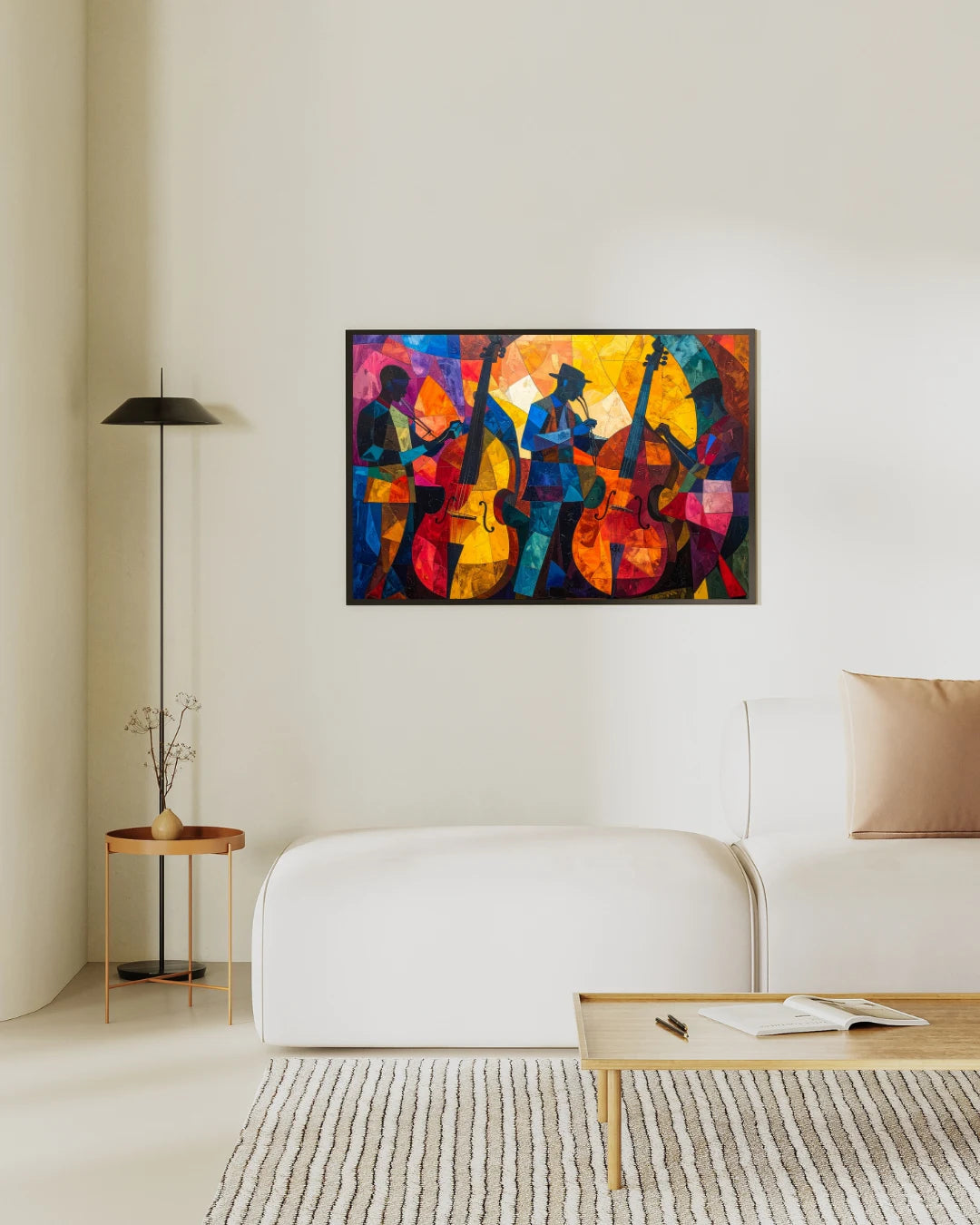 Modern abstract multicolor wall painting for minimalist home interior
