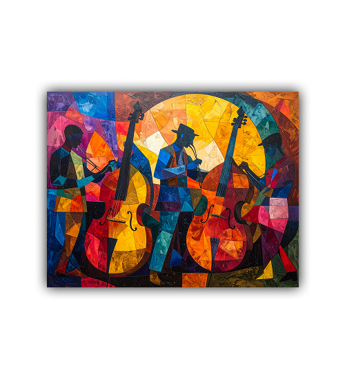 Colorful abstract figures painting with expressive modern art style
