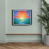 Sunrise abstract wall art painting for modern living room decor
