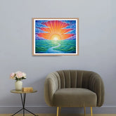 Colorful sunrise landscape wall art for cozy home interior
