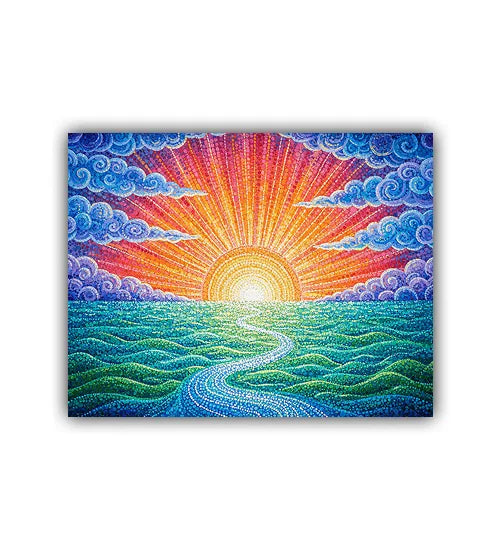 Bright sunrise abstract landscape wall art painting
