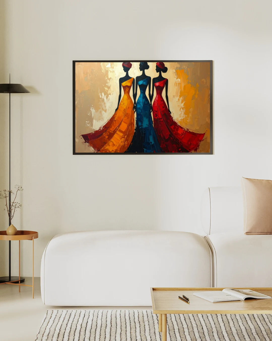 Traditional abstract women dance wall art painting for modern bedroom decor

