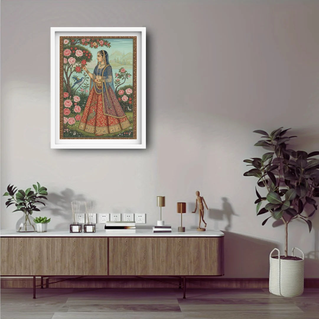 Indian woman canvas wall decor for home interior