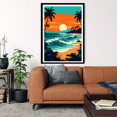 Tropical sunset beach canvas wall art
